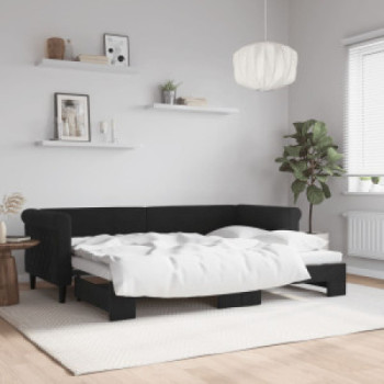 Bútor Győr Sopron bútor webáruház Fekete kihúzható bársony heverő 80 x 200 cm