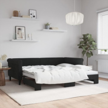 Bútor Győr Sopron bútor webáruház Fekete kihúzható bársonyheverő 90 x 190 cm