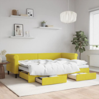 Bútor Győr Sopron bútor webáruház Sárga kihúzható bársony heverő fiókkal 80 x 200 cm