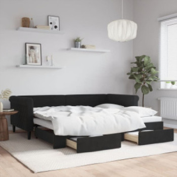 Bútor Győr Sopron bútor webáruház Fekete kihúzható bársony heverő fiókkal 90 x 200 cm
