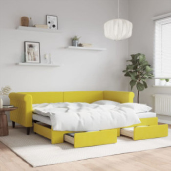 Bútor Győr Sopron bútor webáruház Sárga kihúzható bársony heverő fiókkal 90 x 200 cm