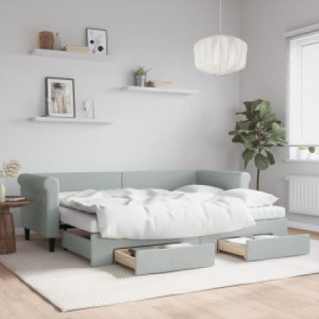 Bútor Győr Sopron bútor webáruház Világosszürke kihúzható bársony heverő fiókkal 80 x 200 cm
