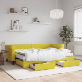 Bútor Győr Sopron bútor webáruház Sárga kihúzható bársony heverő fiókkal 80 x 200 cm