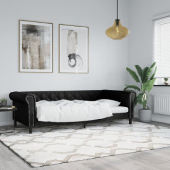 Bútor Győr Sopron bútor webáruház Fekete műbőr kanapéágy 90 x 190 cm