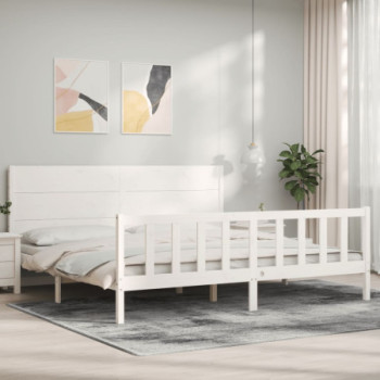 Bútor Győr Sopron bútor webáruház Fehér tömör fa ágykeret fejtámlával super king size