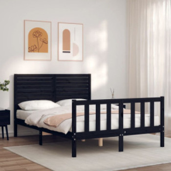 Bútor Győr Sopron bútor webáruház Fekete tömör fa ágykeret fejtámlával 140 x 190 cm