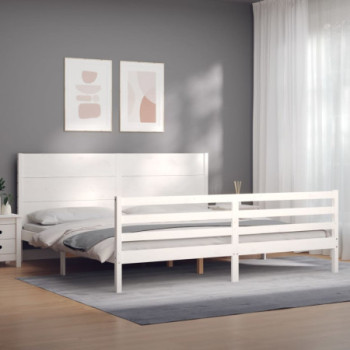Bútor Győr Sopron bútor webáruház Fehér tömör fa ágykeret fejtámlával super king size