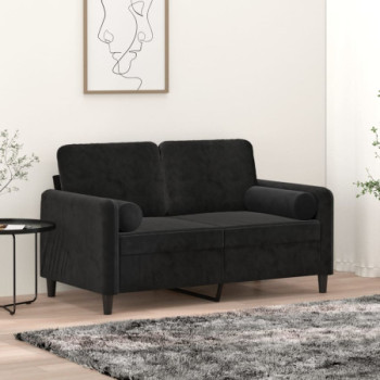 Bútor Győr Sopron bútor webáruház 2 személyes fekete bársony kanapé díszpárnákkal 120 cm