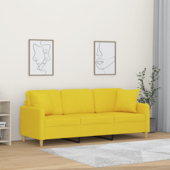 Bútor Győr Sopron bútor webáruház 3 személyes világossárga szövet kanapé díszpárnákkal 180 cm