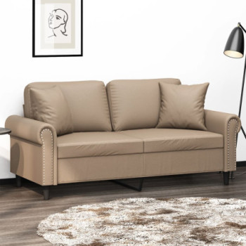 Bútor Győr Sopron bútor webáruház 2 személyes cappuccino színű műbőr kanapé díszpárnákkal 140 cm