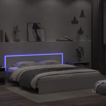 Bútor Győr Sopron bútor webáruház Fehér ágykeret fejtámlával és led-del 200 x 200 cm