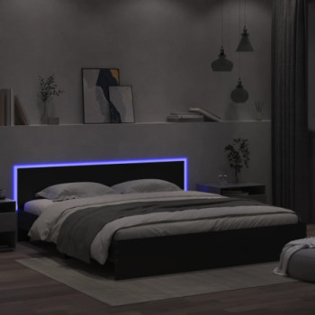 Bútor Győr Sopron bútor webáruház Fekete ágykeret fejtámlával és led-del 180 x 200 cm
