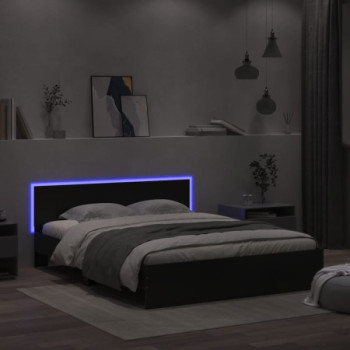 Bútor Győr Sopron bútor webáruház Fekete ágykeret fejtámlával és led-del 160 x 200 cm