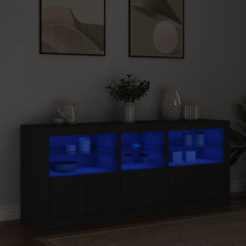 Bútor Győr Sopron bútor webáruház Fekete tálalószekrény led-világítással 162 x 37 x 67 cm