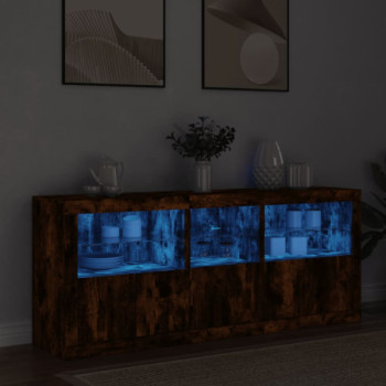 Bútor Győr Sopron bútor webáruház Füstös tölgyszínű tálalószekrény led-ekkel 162 x 37 x 67 cm