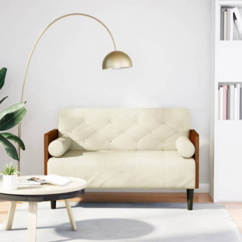 Bútor Győr Sopron bútor webáruház Krém bársony loveseat kanapé párnákkal 110 cm