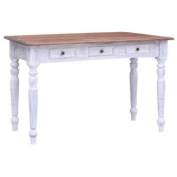 Bútor Győr Sopron bútor webáruház Fehér fiókos tömör újrahasznosított fa íróasztal 117x57x75 cm