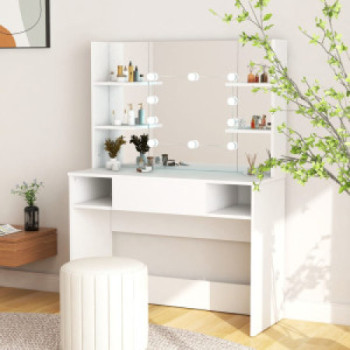 Bútor Győr Sopron bútor webáruház Fehér led-es mdf sminkasztal 100 x 40 x 135 cm