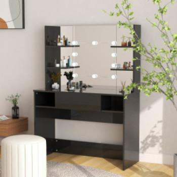 Bútor Győr Sopron bútor webáruház Fényes fekete led-es mdf sminkasztal 100 x 40 x 135 cm