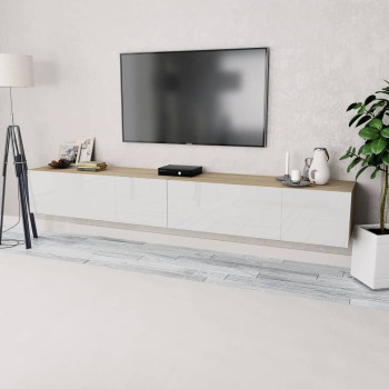 Bútor Győr Sopron bútor webáruház 2 db tölgyfa/fehér magasfényű furnér tv szekrény 120x40x34 cm