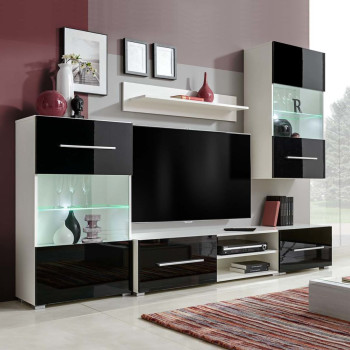 Bútor Győr Sopron bútor webáruház 5 részes fali tv állvány szett fekete led világítással