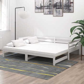 Bútor Győr Sopron bútor webáruház Fehér tömör fenyőfa kihúzható kanapéágy 2 x (90 x 200) cm